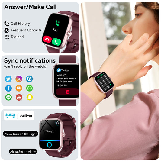 Smart Watch with Alexa Built-in 1.83" HD 2026 Health Fitness Tracker Bluetooth Calls and Notifications 120+ Sport Modes Heart Rate Sleep Monitor Fitness Watch IP68 Waterproof iPhone Android