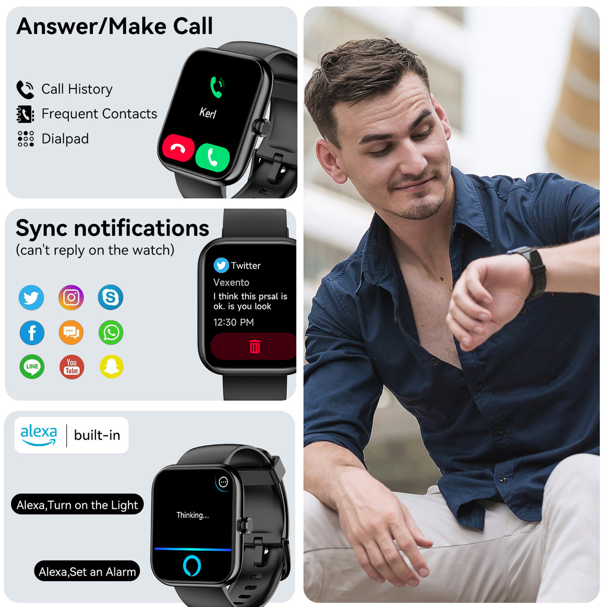 Smart Watch with Alexa Built-in 1.83" HD 2026 Health Fitness Tracker Bluetooth Calls and Notifications 120+ Sport Modes Heart Rate Sleep Monitor Fitness Watch IP68 Waterproof iPhone Android