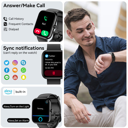 Smart Watch with Alexa Built-in 1.83" HD 2026 Health Fitness Tracker Bluetooth Calls and Notifications 120+ Sport Modes Heart Rate Sleep Monitor Fitness Watch IP68 Waterproof iPhone Android