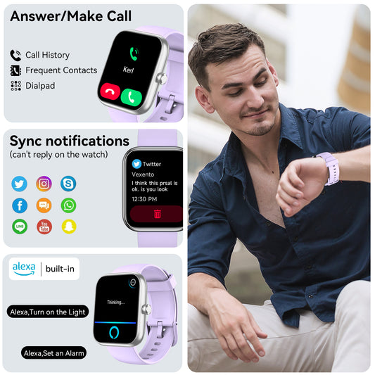 Smart Watch with Alexa Built-in 1.83" HD 2026 Health Fitness Tracker Bluetooth Calls and Notifications 120+ Sport Modes Heart Rate Sleep Monitor Fitness Watch IP68 Waterproof iPhone Android