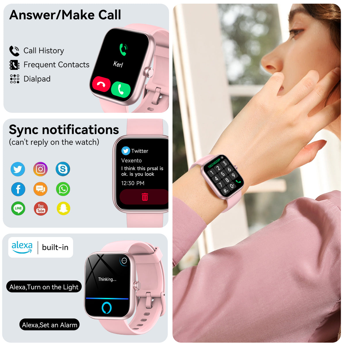 Smart Watch with Alexa Built-in 1.83" HD 2026 Health Fitness Tracker Bluetooth Calls and Notifications 120+ Sport Modes Heart Rate Sleep Monitor Fitness Watch IP68 Waterproof iPhone Android