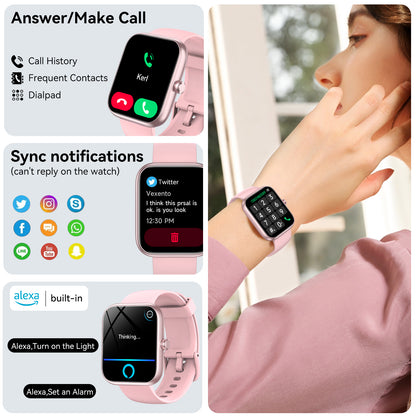 Smart Watch with Alexa Built-in 1.83" HD 2026 Health Fitness Tracker Bluetooth Calls and Notifications 120+ Sport Modes Heart Rate Sleep Monitor Fitness Watch IP68 Waterproof iPhone Android