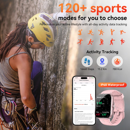 Smart Watch with Alexa Built-in 1.83" HD 2026 Health Fitness Tracker Bluetooth Calls and Notifications 120+ Sport Modes Heart Rate Sleep Monitor Fitness Watch IP68 Waterproof iPhone Android