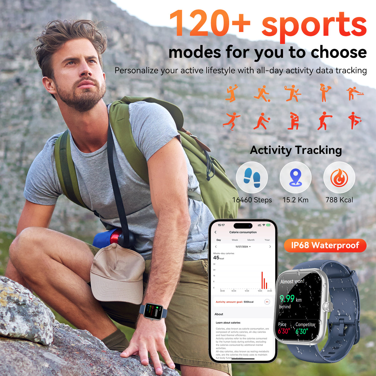 Smart Watch with Alexa Built-in 1.83" HD 2026 Health Fitness Tracker Bluetooth Calls and Notifications 120+ Sport Modes Heart Rate Sleep Monitor Fitness Watch IP68 Waterproof iPhone Android