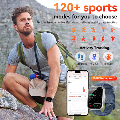 Smart Watch with Alexa Built-in 1.83" HD 2026 Health Fitness Tracker Bluetooth Calls and Notifications 120+ Sport Modes Heart Rate Sleep Monitor Fitness Watch IP68 Waterproof iPhone Android