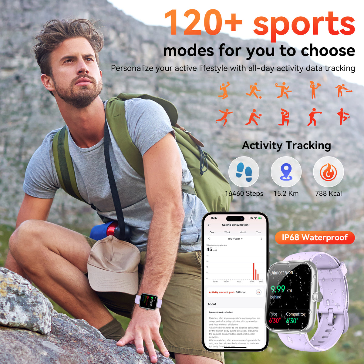 Smart Watch with Alexa Built-in 1.83" HD 2026 Health Fitness Tracker Bluetooth Calls and Notifications 120+ Sport Modes Heart Rate Sleep Monitor Fitness Watch IP68 Waterproof iPhone Android