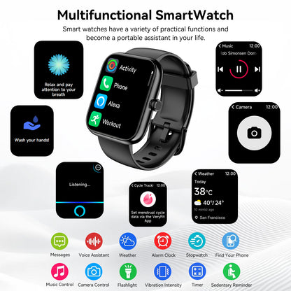Smart Watch with Alexa Built-in 1.83" HD 2026 Health Fitness Tracker Bluetooth Calls and Notifications 120+ Sport Modes Heart Rate Sleep Monitor Fitness Watch IP68 Waterproof iPhone Android