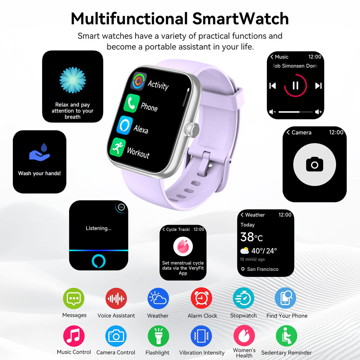 Smart Watch with Alexa Built-in 1.83" HD 2026 Health Fitness Tracker Bluetooth Calls and Notifications 120+ Sport Modes Heart Rate Sleep Monitor Fitness Watch IP68 Waterproof iPhone Android