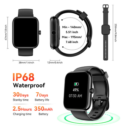 Smart Watch with Alexa Built-in 1.83" HD 2026 Health Fitness Tracker Bluetooth Calls and Notifications 120+ Sport Modes Heart Rate Sleep Monitor Fitness Watch IP68 Waterproof iPhone Android