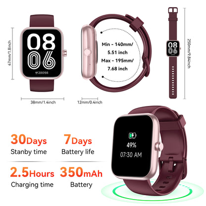 Smart Watch with Alexa Built-in 1.83" HD 2026 Health Fitness Tracker Bluetooth Calls and Notifications 120+ Sport Modes Heart Rate Sleep Monitor Fitness Watch IP68 Waterproof iPhone Android