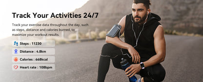 Smart Watch with Alexa Built-in 1.83" HD 2026 Health Fitness Tracker Bluetooth Calls and Notifications 120+ Sport Modes Heart Rate Sleep Monitor Fitness Watch IP68 Waterproof iPhone Android